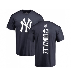 Baseball New York Yankees #43 Gio Gonzalez Navy Blue Backer T-Shirt