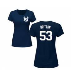 Baseball Women's New York Yankees #53 Zach Britton Navy Blue Name & Number T-Shirt
