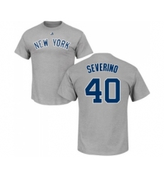 MLB Nike New York Yankees #40 Luis Severino Gray Name & Number T-Shirt
