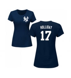 MLB Women's Nike New York Yankees #17 Matt Holliday Navy Blue Name & Number T-Shirt