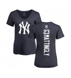 MLB Women's Nike New York Yankees #23 Don Mattingly Navy Blue Backer T-Shirt