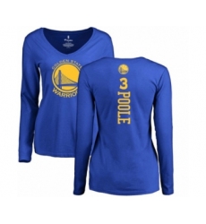 Basketball Women's Golden State Warriors #3 Jordan Poole Royal Blue Backer Long Sleeve T-Shirt