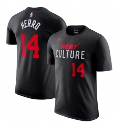 Men's Miami Heat #14 Tyler Herro Black 2023-24 City Edition Name & Number T-Shirt