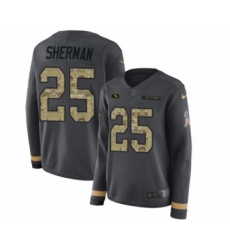 Women's Nike San Francisco 49ers #25 Richard Sherman Limited Black Salute to Service Therma Long Sleeve NFL Jersey