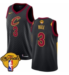 Men's Nike Cleveland Cavaliers #3 George Hill Authentic Black 2018 NBA Finals Bound NBA Jersey Statement Edition