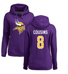 NFL Women's Nike Minnesota Vikings #8 Kirk Cousins Purple Name & Number Logo Pullover Hoodie