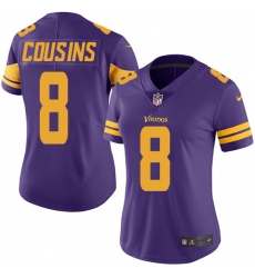 Women's Nike Minnesota Vikings #8 Kirk Cousins Limited Purple Rush Vapor Untouchable NFL Jersey