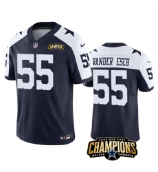Men's Dallas Cowboys #55 Leighton Vander Esch Navy White 2023 F.U.S.E. NFC East Champions Football Stitched Jersey