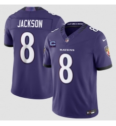 Men's Baltimore Ravens #8 Lamar Jackson Purple 2026 With 1-Star C F.U.S.E. Vapor Limited Football Stitched Jersey