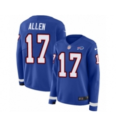 Women's Nike Buffalo Bills #17 Josh Allen Limited Royal Blue Therma Long Sleeve NFL Jersey