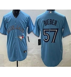 Men's Toronto Blue Jays #57 Shane Bieber Light Blue Cool Base Jersey
