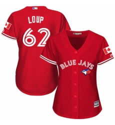Women's Majestic Toronto Blue Jays #62 Aaron Loup Replica Scarlet Alternate MLB Jersey