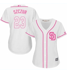 Women's Majestic San Diego Padres #23 Matt Szczur Authentic White Fashion Cool Base MLB Jersey