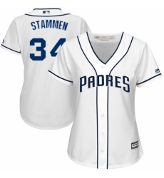 Women's Majestic San Diego Padres #34 Craig Stammen Authentic White Home Cool Base MLB Jersey