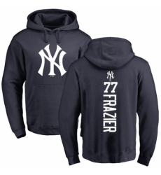 MLB Nike New York Yankees #77 Clint Frazier Navy Blue Backer Pullover Hoodie