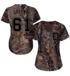 Women's Majestic Detroit Tigers #61 Shane Greene Authentic Camo Realtree Collection Flex Base MLB Jersey