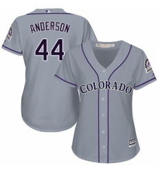 Women's Majestic Colorado Rockies #44 Tyler Anderson Authentic Grey Road Cool Base MLB Jersey