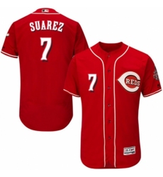 Men's Majestic Cincinnati Reds #7 Eugenio Suarez Red Alternate Flex Base Authentic Collection MLB Jersey