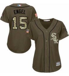 Women's Majestic Chicago White Sox #15 Adam Engel Authentic Green Salute to Service MLB Jersey