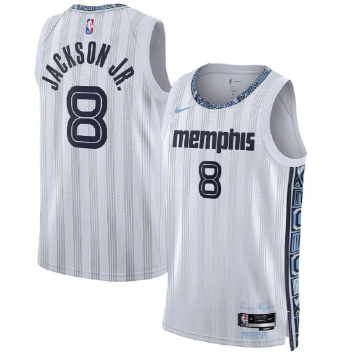 Men's Memphis Grizzlies #8 Jaren Jackson Jr. Gray 2025-26 City Edition Swingman Stitched Jersey