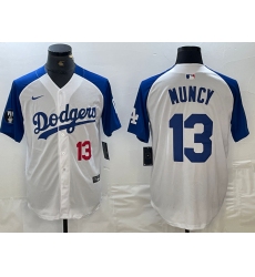 Men's Los Angeles Dodgers #13 Max Muncy Number White Blue Fashion Stitched Cool Base Limited Jersey