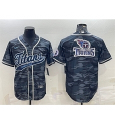 Men's Tennessee Titans Gray Camo Team Big Logo With Patch Cool Base Stitched Baseball Jersey