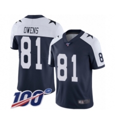 Men's Dallas Cowboys #81 Terrell Owens Navy Blue Throwback Alternate Vapor Untouchable Limited Player 100th Season Football Jersey