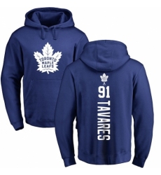 NHL Adidas Toronto Maple Leafs #91 John Tavares Royal Blue Backer Pullover Hoodie
