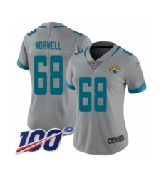 Women's Jacksonville Jaguars #68 Andrew Norwell Silver Inverted Legend Limited 100th Season Football Jersey