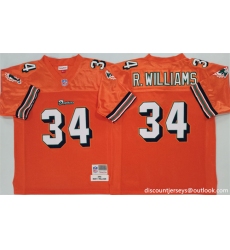 Men's Miami Dolphins #34 Ricky Williams Orange Throwback Stitched Football Jersey