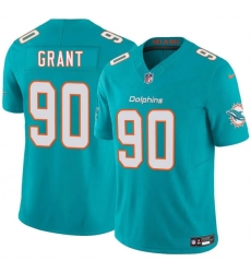 Men's Miami Dolphins #90 Kenneth Grant Aqua 2025 Draft F.U.S.E. Vapor Limited Football Stitched Jersey