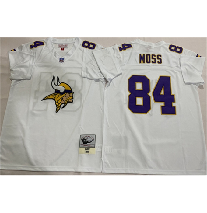 Men's Minnesota Vikings #84 Randy Moss White Throwback Football Stitched Jersey