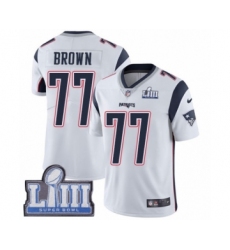 Men's Nike New England Patriots #77 Trent Brown White Vapor Untouchable Limited Player Super Bowl LIII Bound NFL Jersey