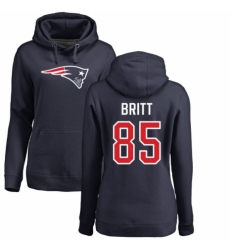 NFL Women's Nike New England Patriots #85 Kenny Britt Navy Blue Name & Number Logo Pullover Hoodie