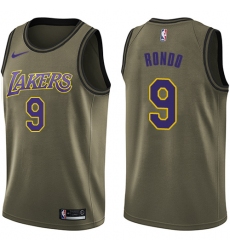Youth Nike Los Angeles Lakers #9 Rajon Rondo Swingman Green Salute to Service NBA Jersey