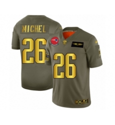 Men's New England Patriots #26 Sony Michel Olive Gold 2019 Salute to Service Limited Football Jersey