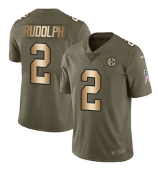 Men's Nike Pittsburgh Steelers #2 Mason Rudolph Limited Olive Gold 2017 Salute to Service NFL Jersey