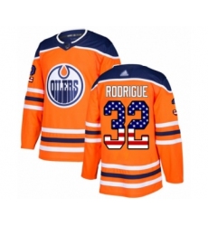 Youth Edmonton Oilers #32 Olivier Rodrigue Authentic Orange USA Flag Fashion Hockey Jersey