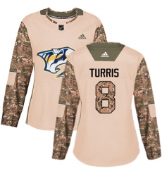 Women's Adidas Nashville Predators #8 Kyle Turris Authentic Camo Veterans Day Practice NHL Jersey
