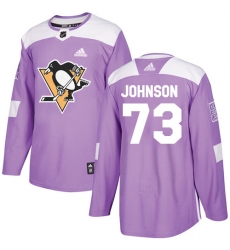 Men's Adidas Pittsburgh Penguins #73 Jack Johnson Authentic Purple Fights Cancer Practice NHL Jersey