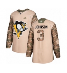 Youth Pittsburgh Penguins #3 Jack Johnson Authentic Camo Veterans Day Practice Hockey Jersey