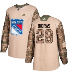 Men's Adidas New York Rangers #28 Chris Bigras Authentic Camo Veterans Day Practice NHL Jersey