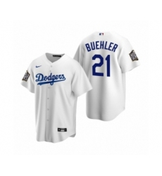 Men's Los Angeles Dodgers #21 Walker Buehler White 2020 World Series Replica Jerse