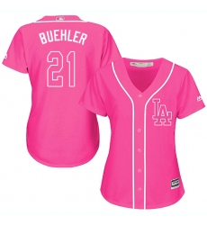 Women's Majestic Los Angeles Dodgers #21 Walker Buehler Authentic Pink Fashion Cool Base MLB Jersey