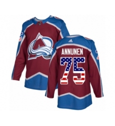 Youth Adidas Colorado Avalanche #75 Justus Annunen Authentic Burgundy Red USA Flag Fashion NHL Jersey