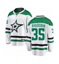Youth Dallas Stars #35 Anton Khudobin Authentic White Away Fanatics Branded Breakaway NHL Jersey
