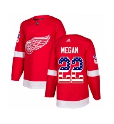 Men's Adidas Detroit Red Wings #22 Wade Megan Authentic Red USA Flag Fashion NHL Jersey