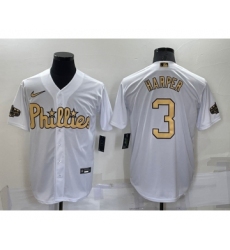 Men's Philadelphia Phillies #3 Bryce Harper White 2022 All Star Stitched Cool Base Nike Jersey