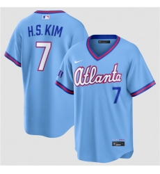 Men's Atlanta Braves #7 Ha-Seong Kim Powder Blue 2026 City Connect Stadium Stitched Baseball Jersey