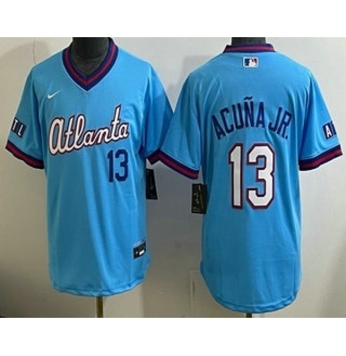 Youth Atlanta Braves #13 Ronald Acuna Jr Light Blue 2026 City Connect Stadium Jersey